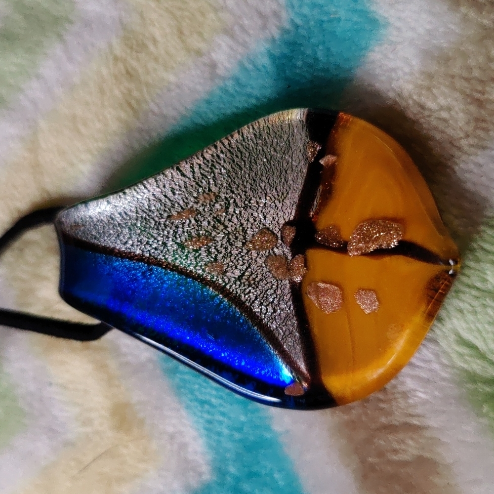 🎊15. My SeeSeeMade in Italy Murano Glass Necklace on Leather Cord